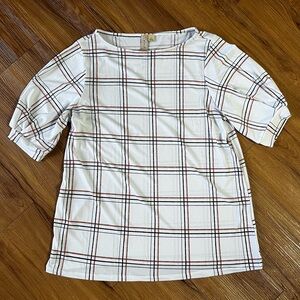 Misia White and Black Plaid Long Sleeve Top